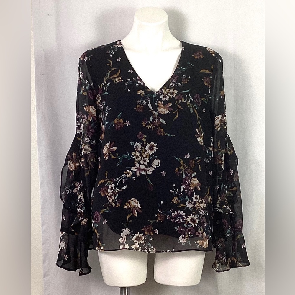 IZ Byer floral chiffon feminine blouse